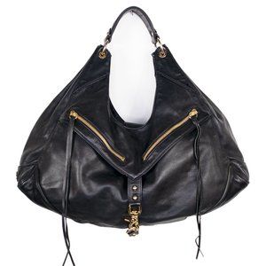 BOTKIER Fan Trigger Black Leather Bag RARE Goldtone Hardware w/Dust Bag